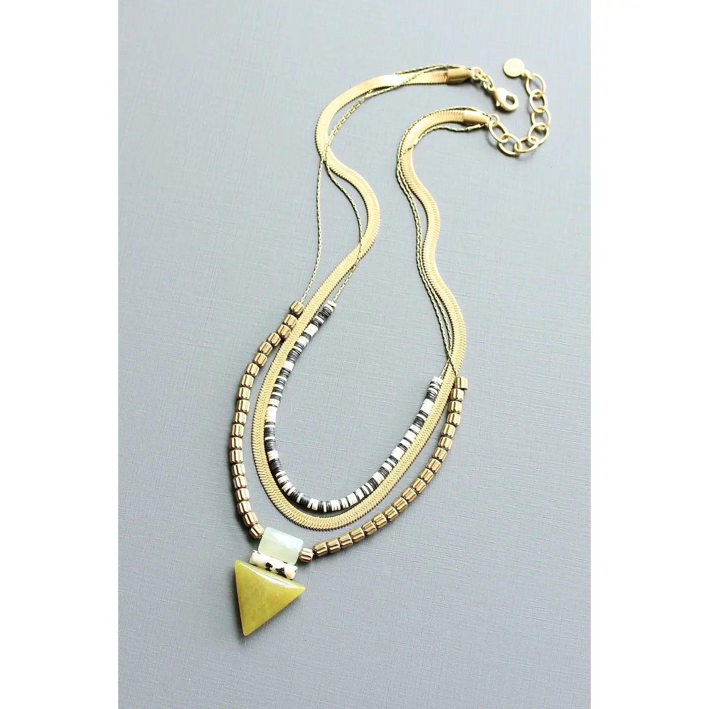Triple Strand Art Deco Necklace with Vulcanite