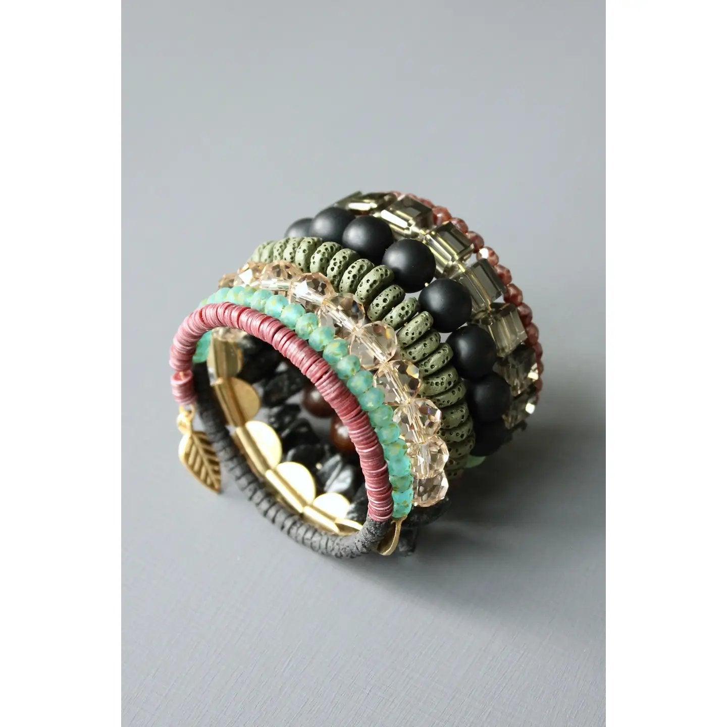 Moss Green + Cocoa Wrap Bracelet
