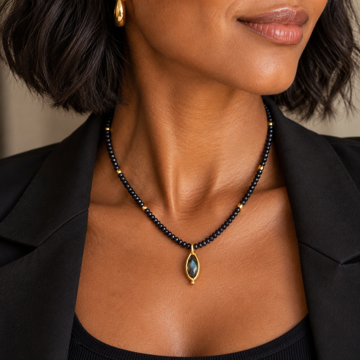 Labradorite Cage Pendant Necklace