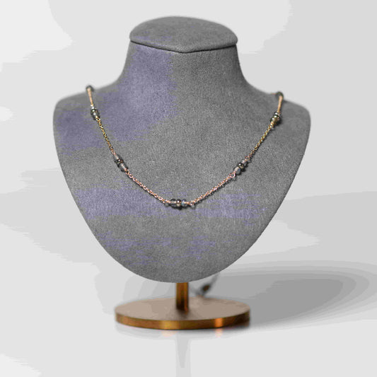 Labradorite + Pyrite Gemstone Station Necklace - Gold Filled