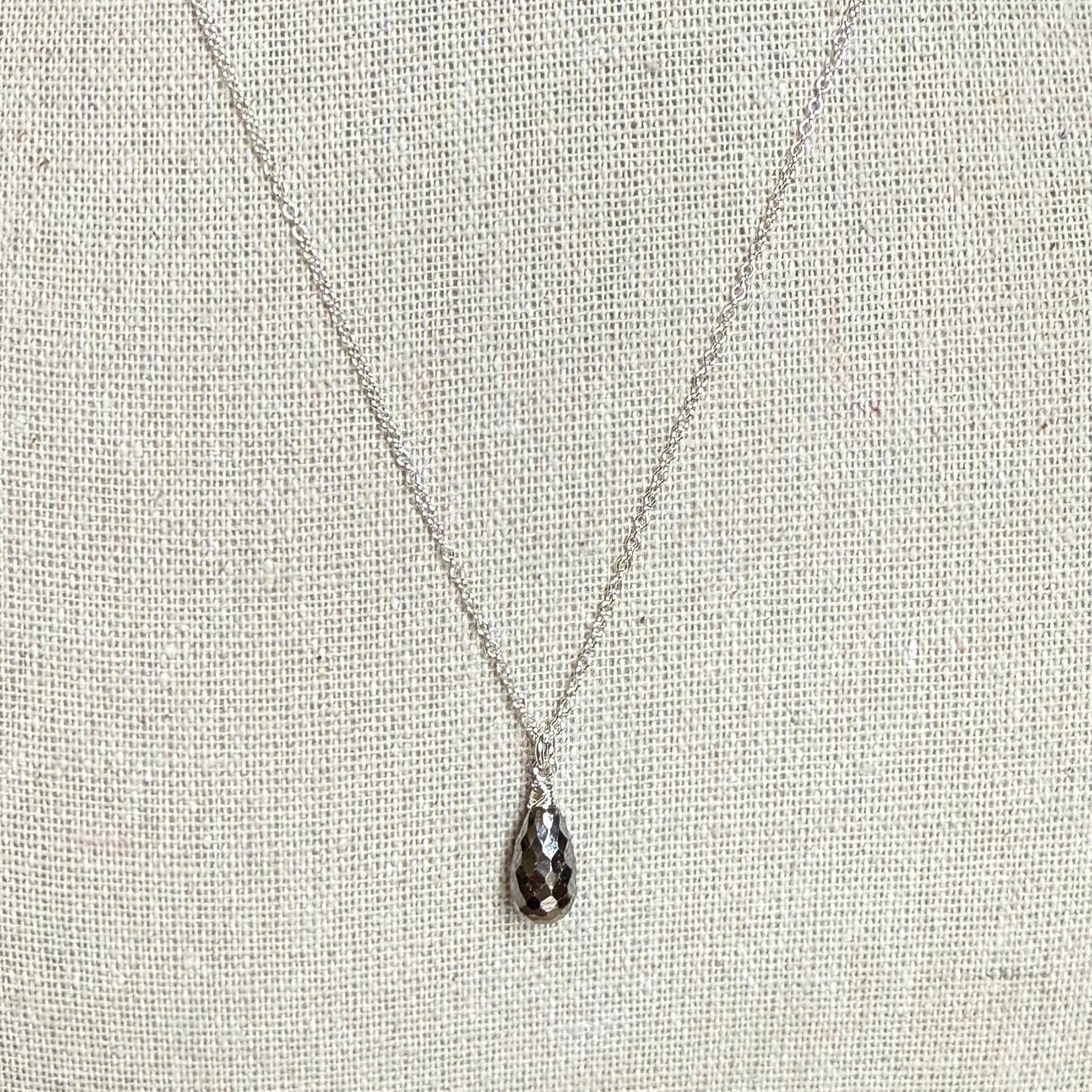 Sterling Silver Wrapped Pyrite Pendant Necklace