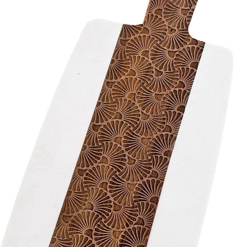 Large Marble + Engraved Acacia Wood Serving/Cutting Board
