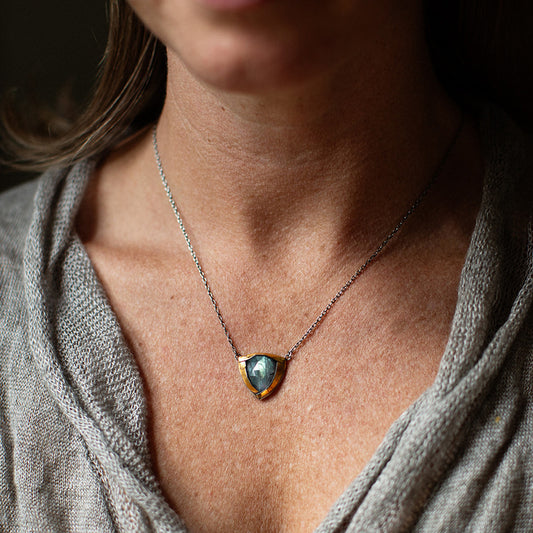 Mixed-Metal 'Large Fold' Necklace with Labradorite