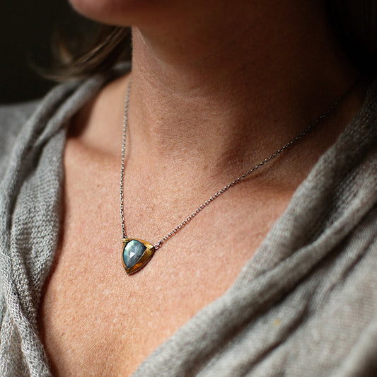 Mixed-Metal 'Large Fold' Necklace with Labradorite