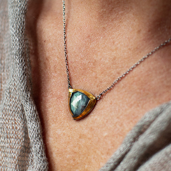 Mixed-Metal 'Large Fold' Necklace with Labradorite