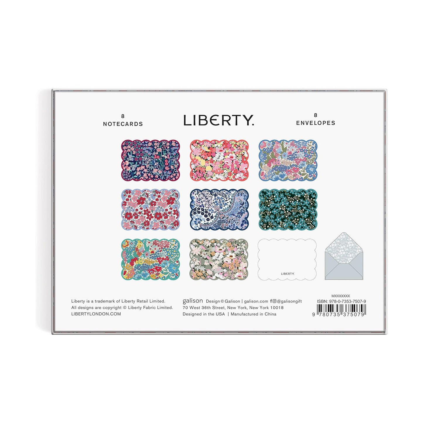 Liberty London - Scalloped Shaped Notecards: 8 Notecards + Envelopes (Boxed Set)