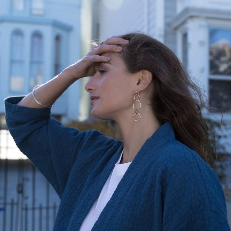 Quad-Tone Linear Hoop Earrings