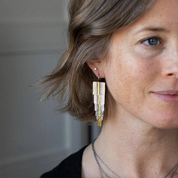 Mixed-Metal 'Longitude' Drop Earrings