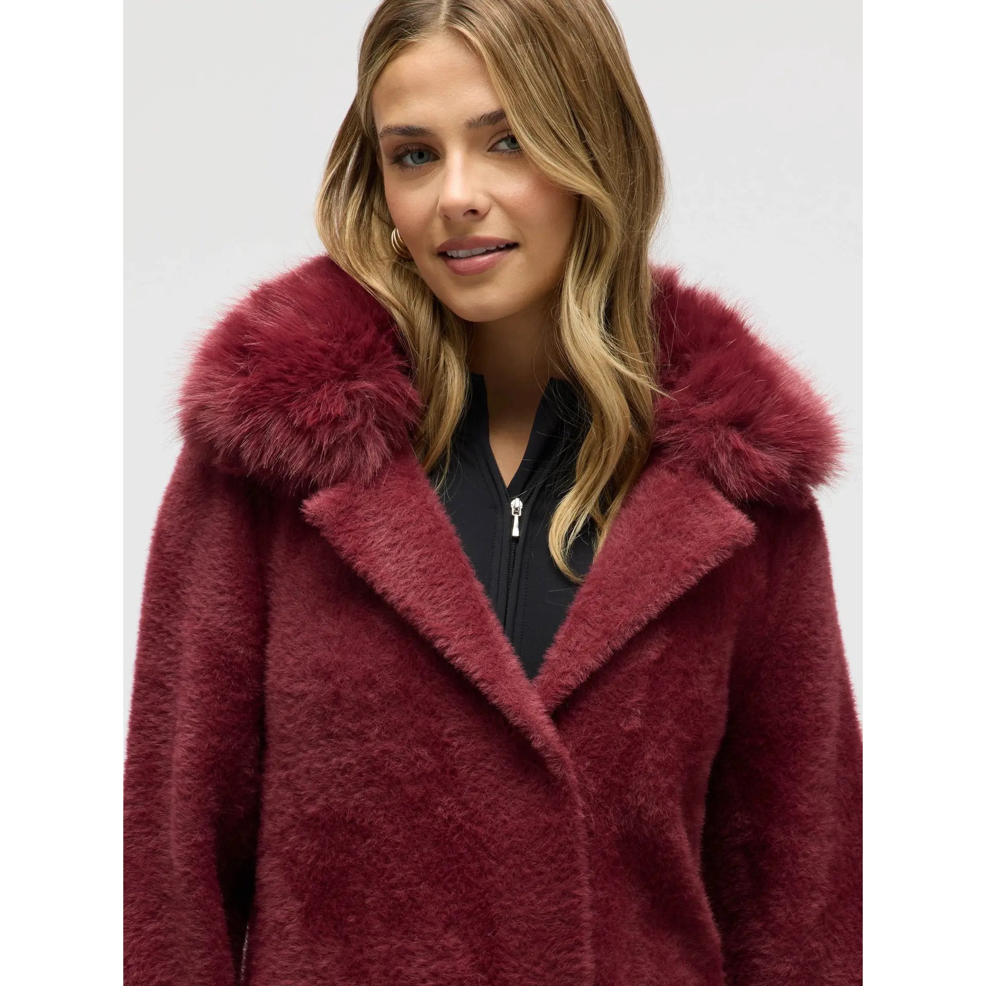 Longline Coatigan with Detachable Faux Fur - Winetasting