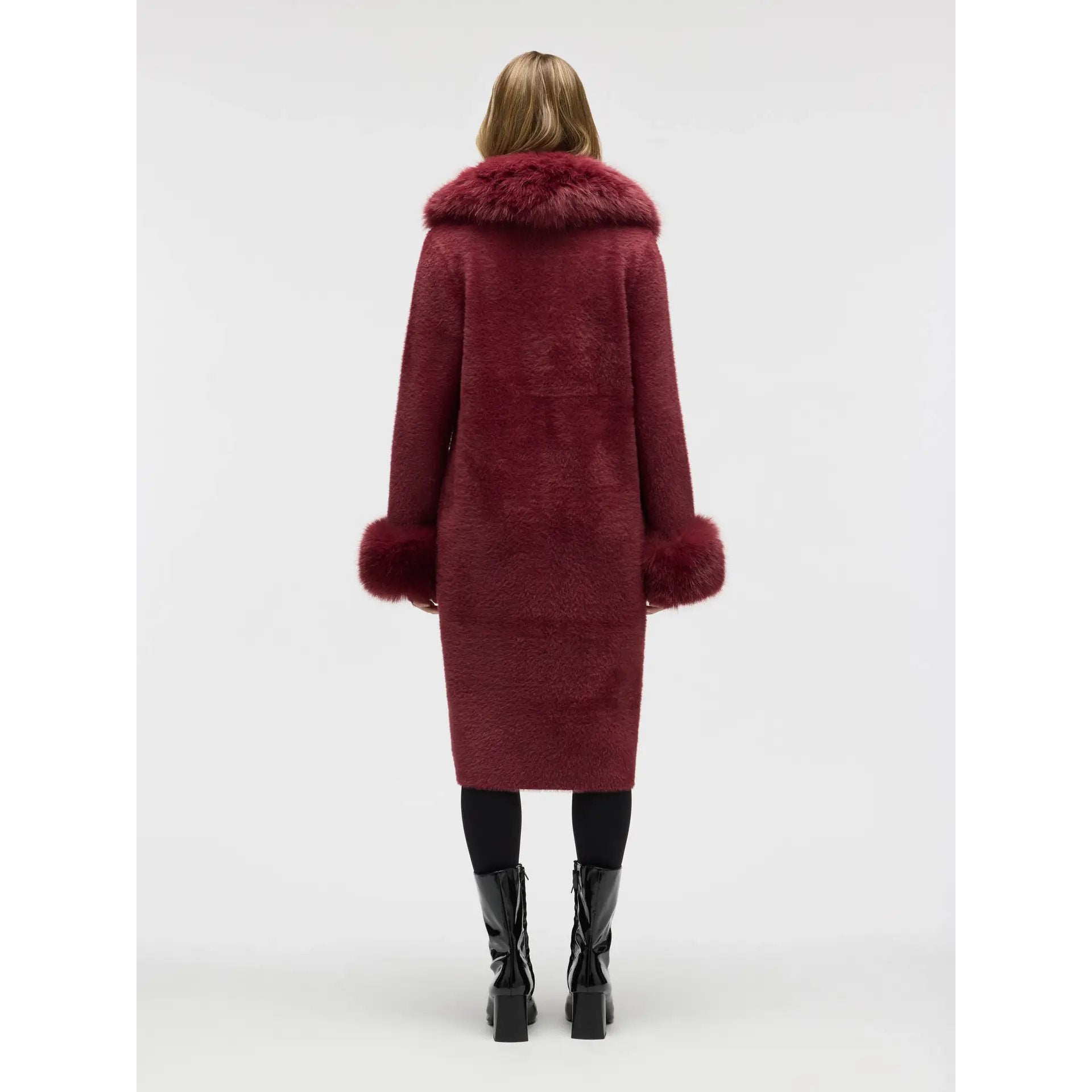 Longline Coatigan with Detachable Faux Fur - Winetasting