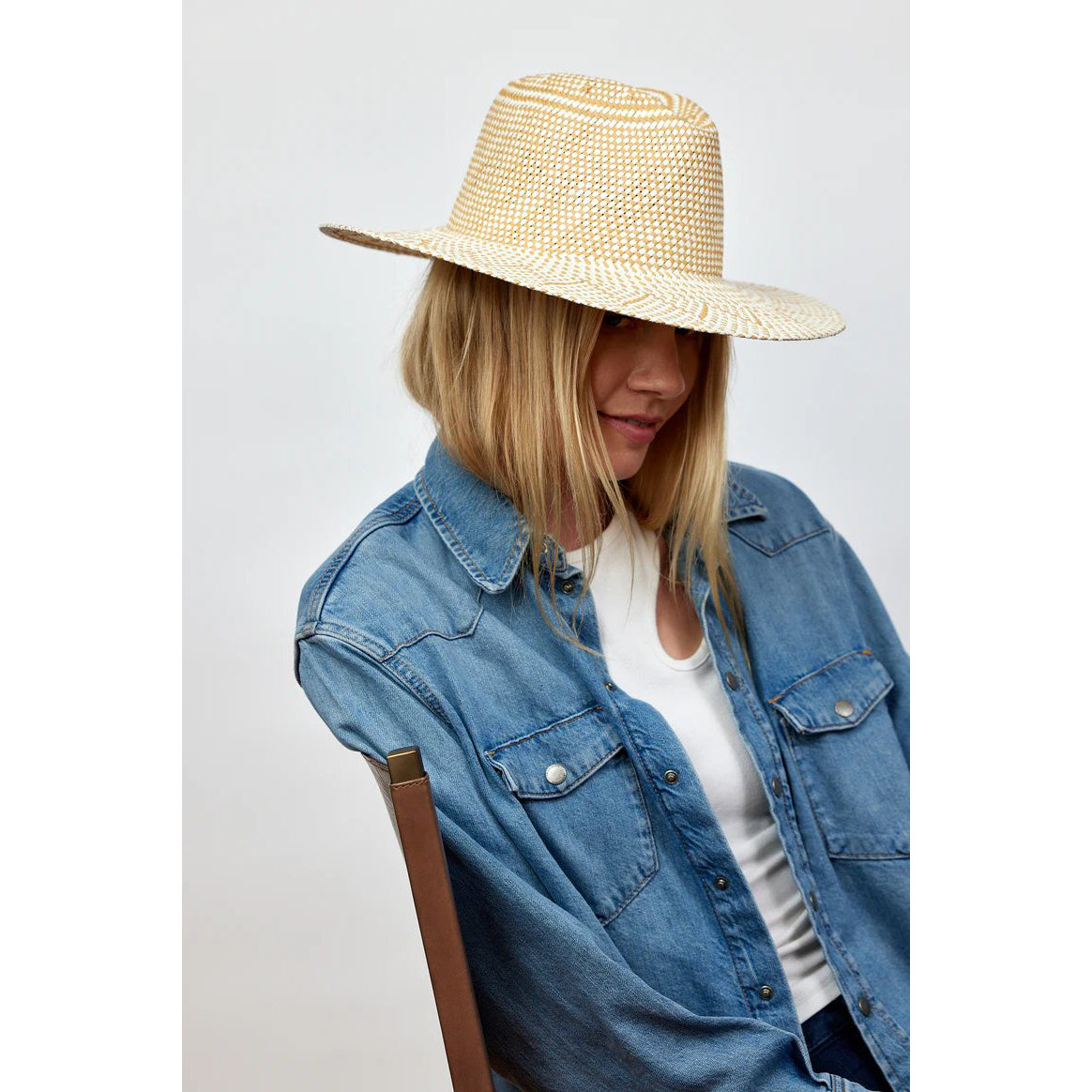 Luxe Novelty Packable Sun Hat - Ivory/Tan