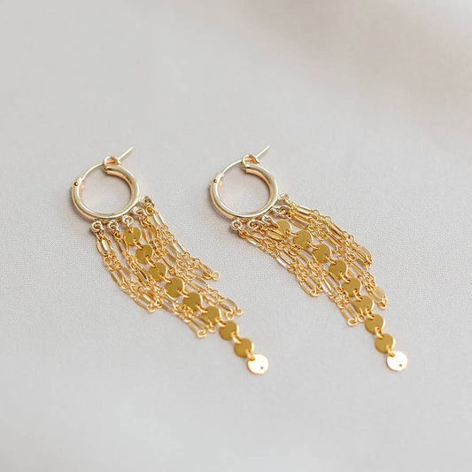 Feather Fringe Hoop Earrings