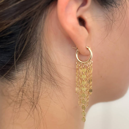 Feather Fringe Hoop Earrings