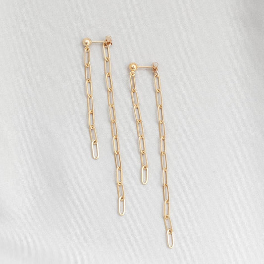 Front-to-Back Paperclip Link Post Earrings