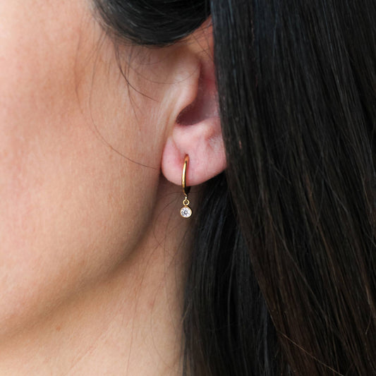 Star CZ Hoop Post Earrings