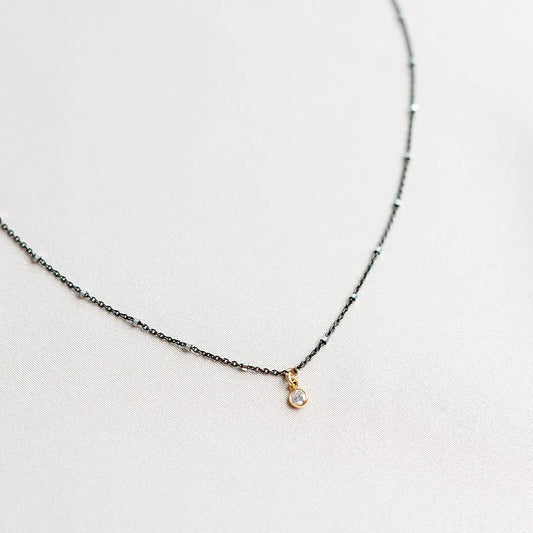 Star CZ Lux Necklace – Black + Gold