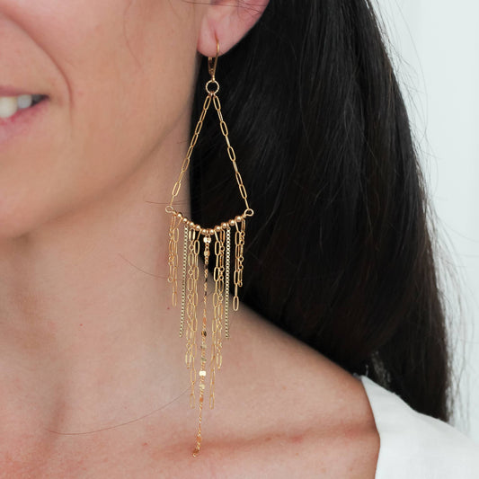 V Fringe Earrings – Gold Filled