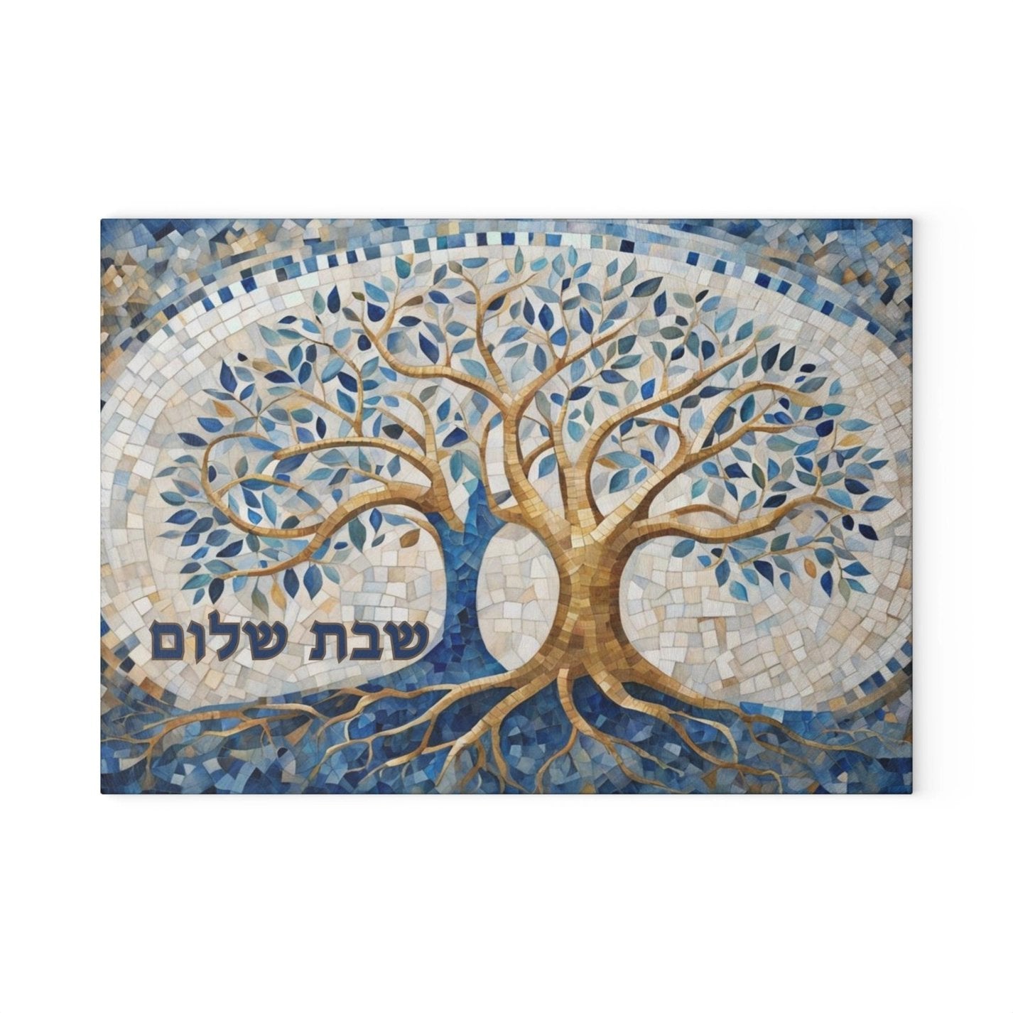 Tree of Life Mosaic Tempered Glass Challah Board