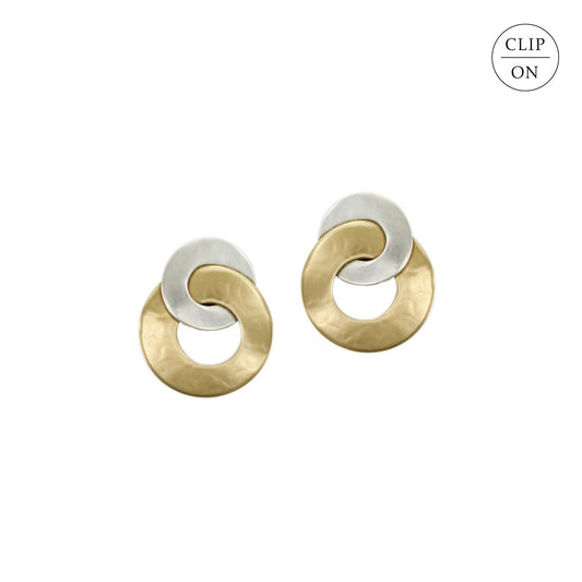 Mixed-Metal Intertwined Wide Ring Clip-On Earrings