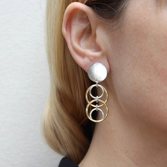 Mixed-Metal Medium Layered Rings Clip-On Earrings