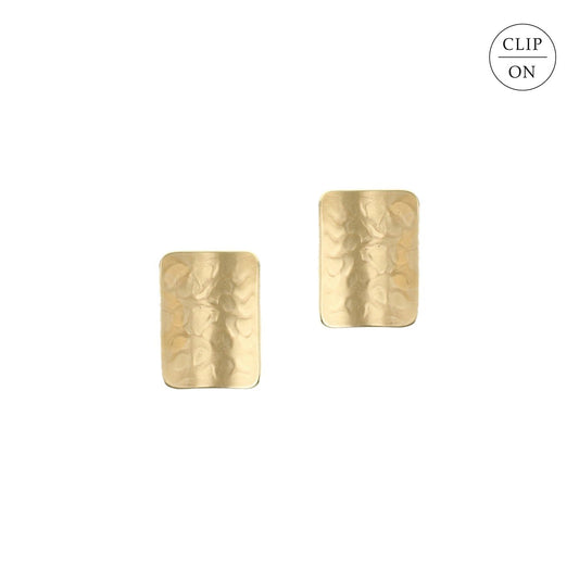 Medium Brass Rounded Rectangle Clip-On Earrings