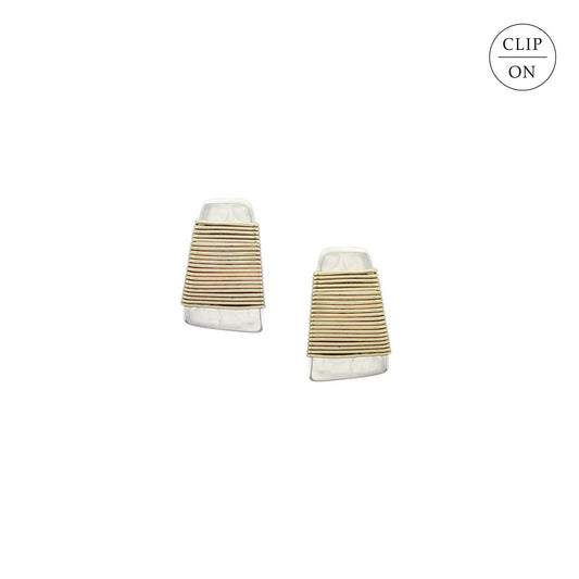 Mixed-Metal Medium Wire Wrapped Taper Clip-On Earrings