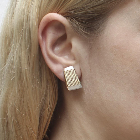 Mixed-Metal Medium Wire Wrapped Taper Clip-On Earrings