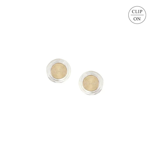 Mixed-Metal Small Textured Discs Clip-On Earrings
