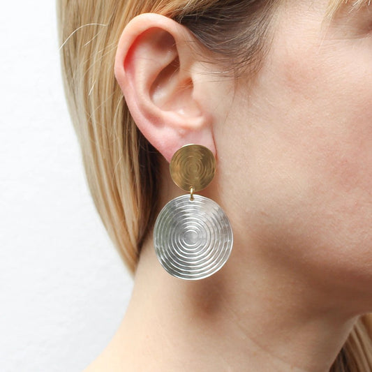 Mixed-Metal Tiered Textured Disc Clip-On Earrings