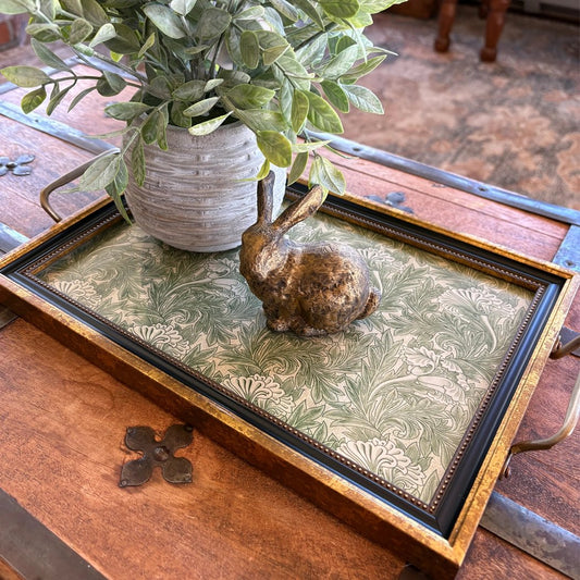 Large William Morris Tulip Decorative Tray with Brass Handles