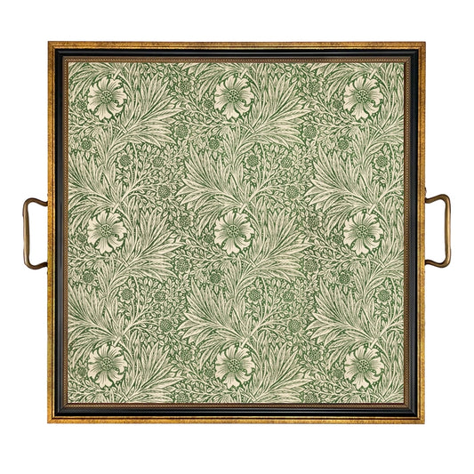 Large William Morris Marigold Decorative Tray with Brass Handles