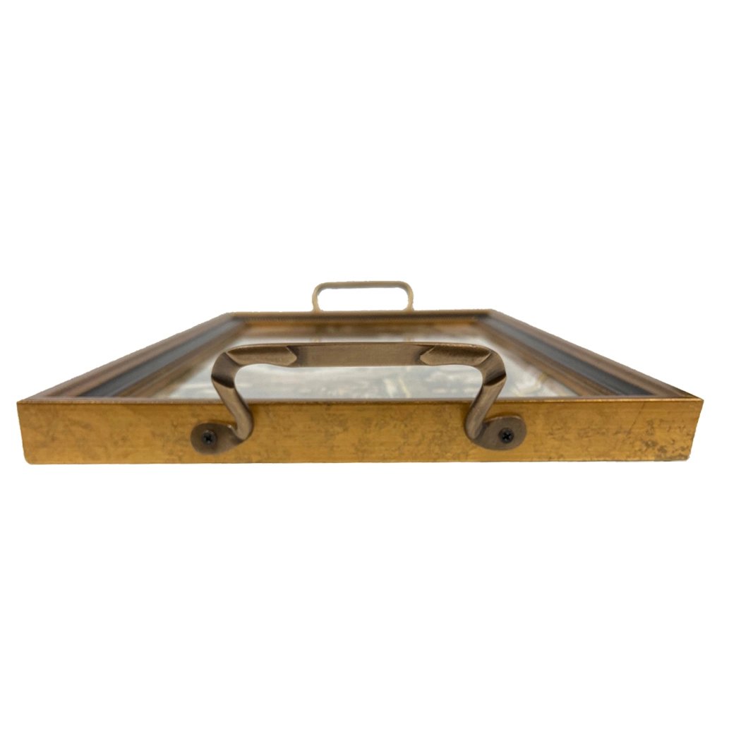 Old World Map Decorative Tray with Brass Handles