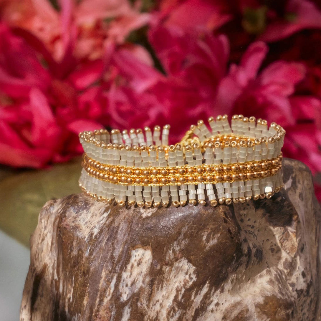 Handwoven Beaded Noor Bracelet - Mint