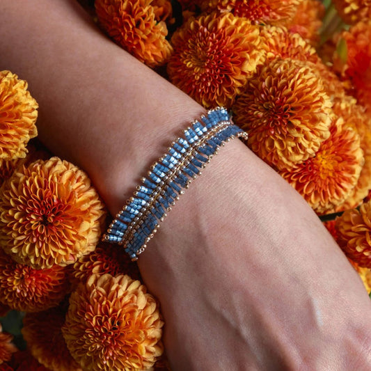Handwoven Beaded Noor Bracelet - Blue