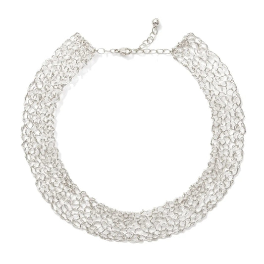 Sterling Silver Wire Statement Bib Necklace