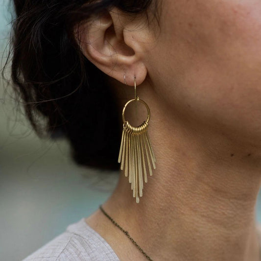 Brass Fringe Drop Earrings