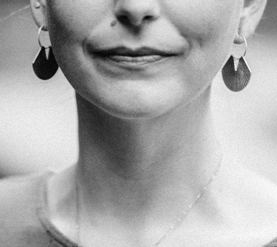 Etched Brass Fan Disc Earrings