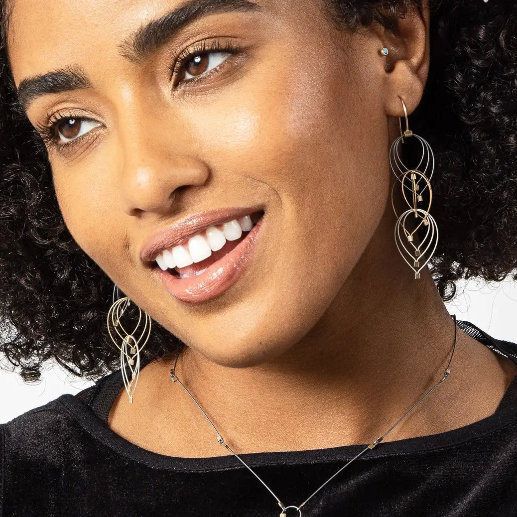 3-D Woven Cable 'Feather Teardrop Hook' Earrings – Gold/Gold