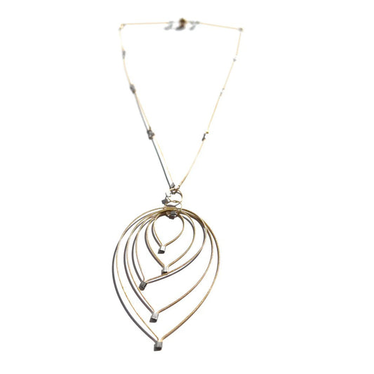 3-D Woven Cable 'Feather Teardrop' Pendant Necklace – Gold/Silver