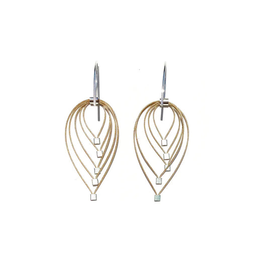 3-D Woven Cable 'Small Tears' Hook Earrings – Gold/Silver