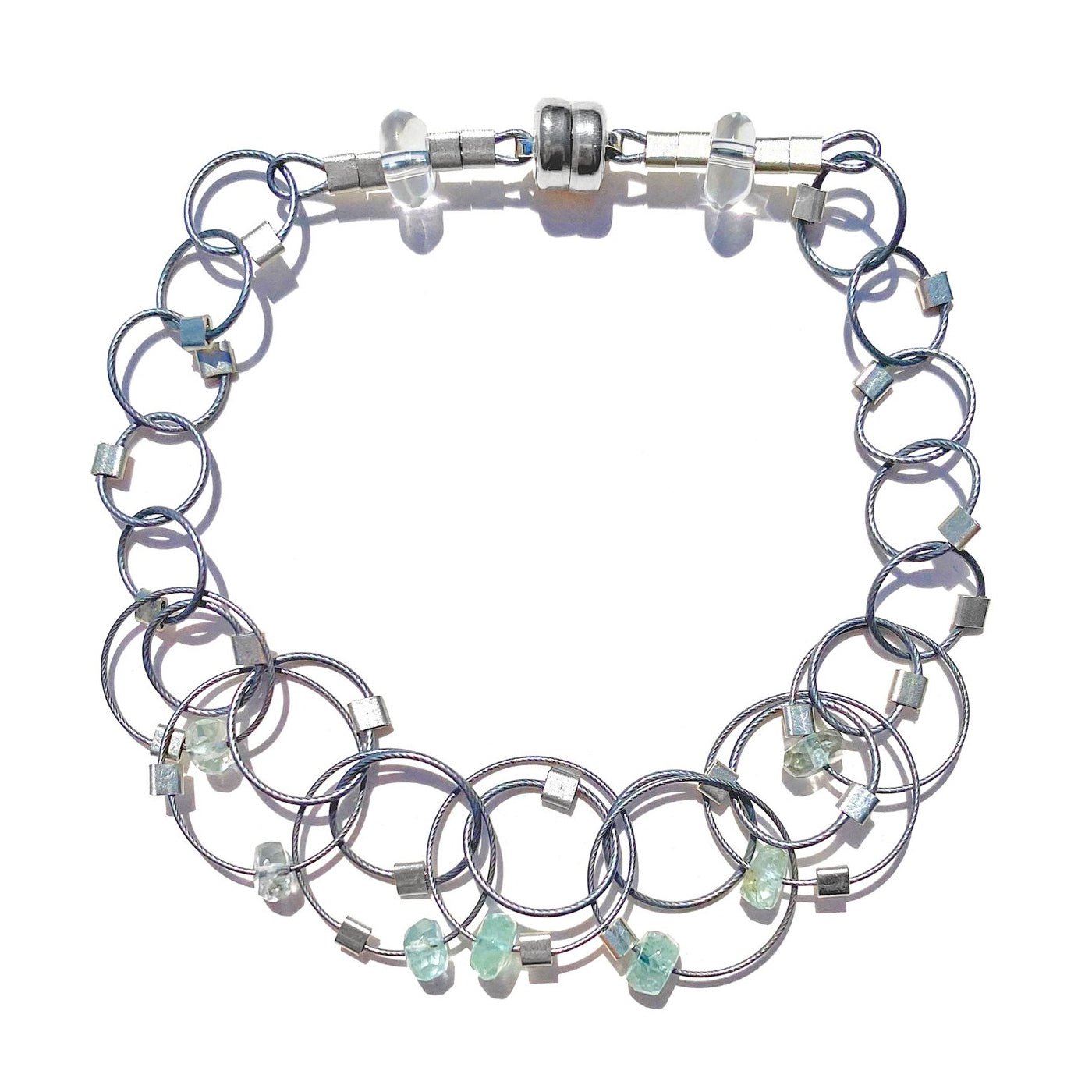 3-D Woven Cable ‘Vertigo Mini’ Bracelet – Aquamarine/Silver