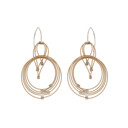 3-D Woven Cable ‘Large Deco’ Hook Earrings – Gold/Gold