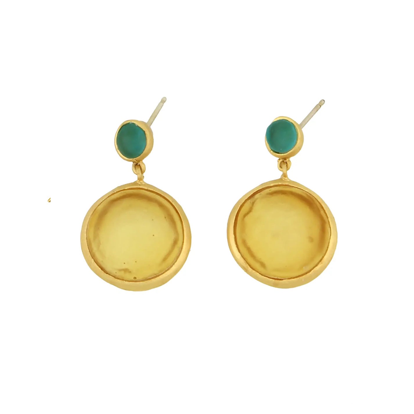 24k Gold Finish Bronze + Cast Glass ‘Bubble Drops’ Post Earrings – Multi