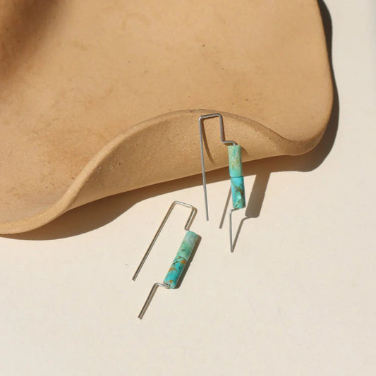 Mesa Turquoise Threader Earrings - Sterling Silver