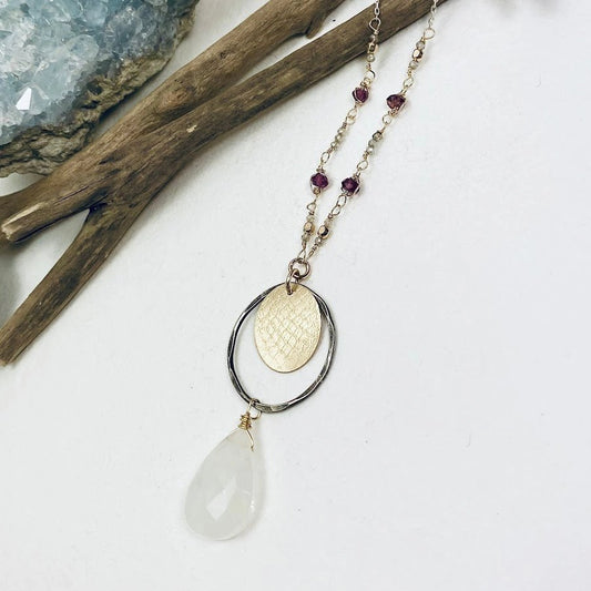 Mixed-Metal ‘Moonstone Joy’ Pendant Necklace