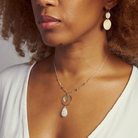 Mixed-Metal ‘Moonstone Joy’ Pendant Necklace