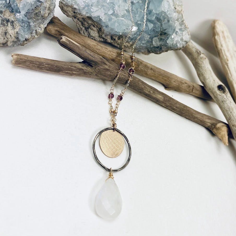Mixed-Metal ‘Moonstone Joy’ Pendant Necklace