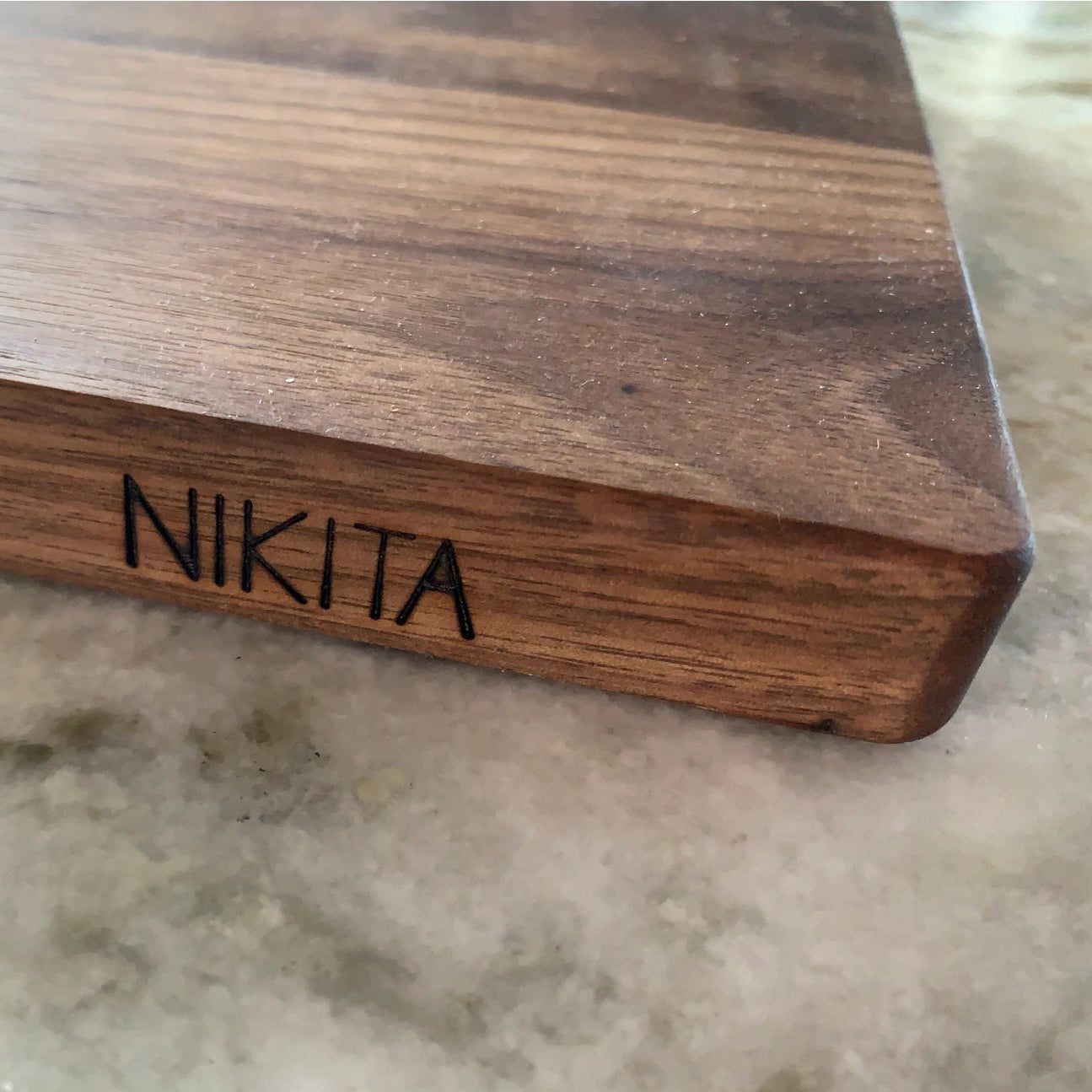 Rectangle Black Walnut Cutting Board with Resin Accent - Black/White/Gold
