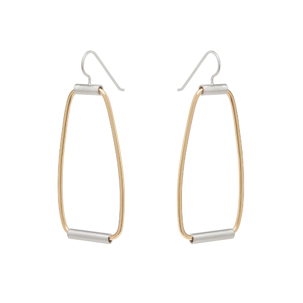 Silver + Gold Oblique Earrings