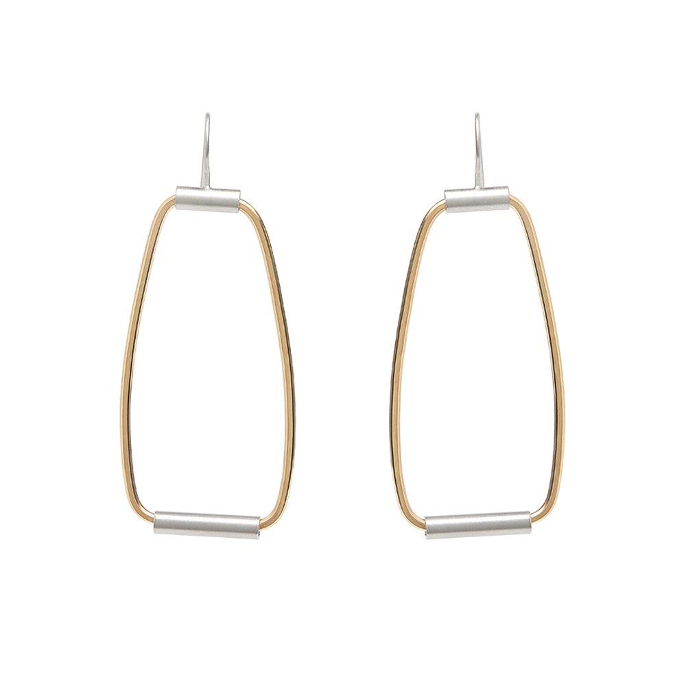 Silver + Gold Oblique Earrings